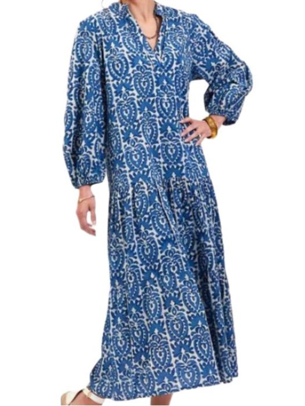 RockFlowerPaper Sara Indigo Drop Waist Maxi Dress size XL